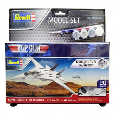 KIT PARA MONTAR REVELL MODEL SET EASY CLICK AVIÃO TOP GUN MAVERICK'S F-14 TOMCAT 1/72 20 PEÇAS COMPLETO COM TINTAS COLA E PINCEL REV 64966